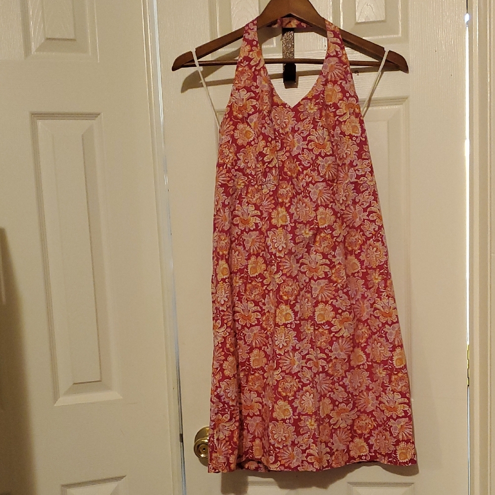 Floral Backless Halter Dress